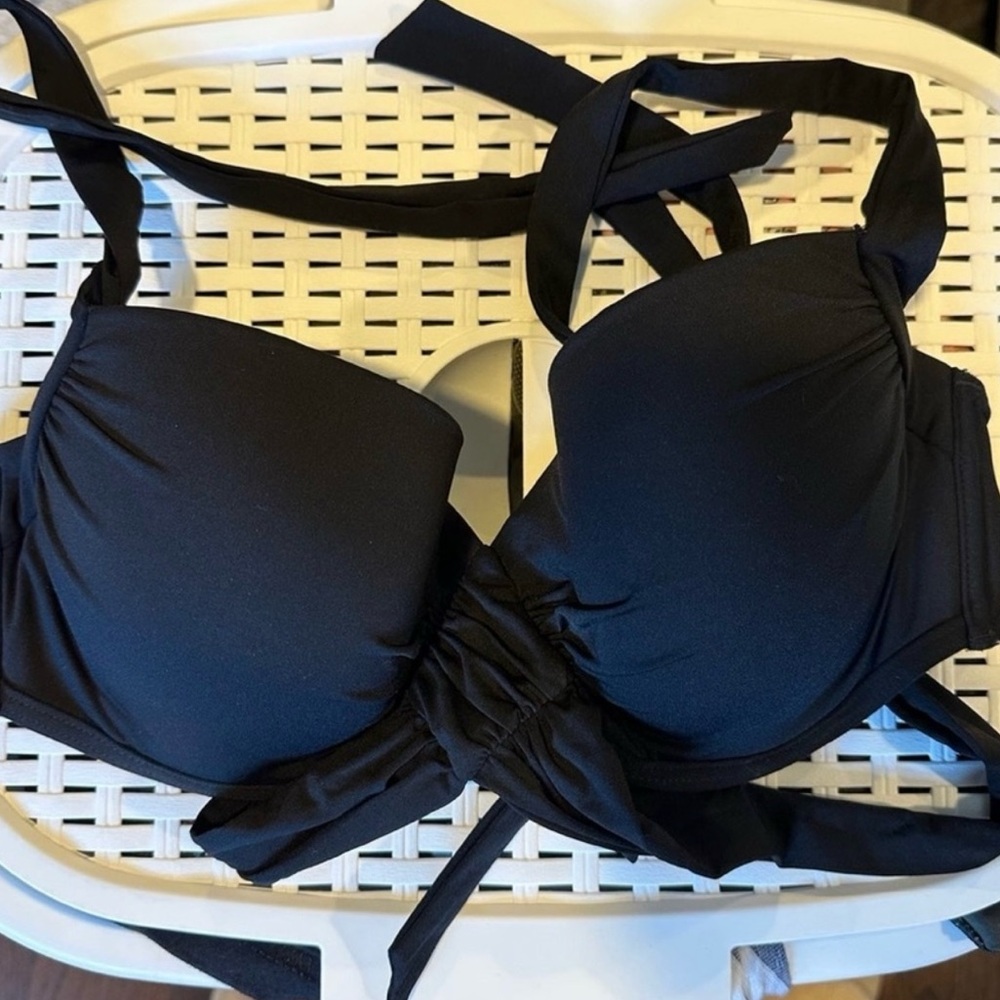 Victoria’s Secret Padded Push Up Black Bikini Triple Tie Top
